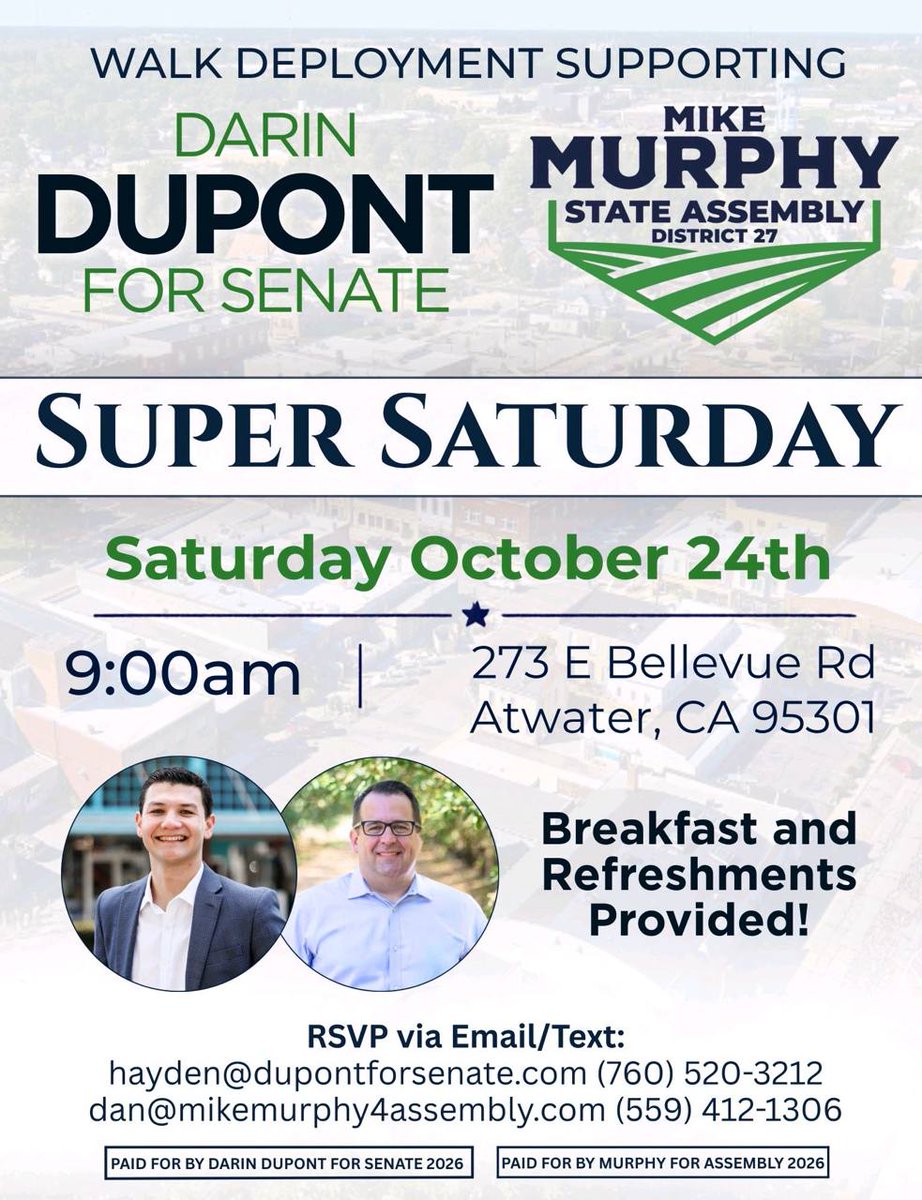 MercedCountyGOP's tweet photo. Calling all Volunteers... Come walk and knock on doors of fellow republicans to encourage them to vote!

Help elect @DuPontforSenate  and @MayorMikeMurphy  to represent us in Sacramento.

We need representatives from MERCED COUNTY - not politicians from Fresno County. https://t.co/REBG1Wjzse