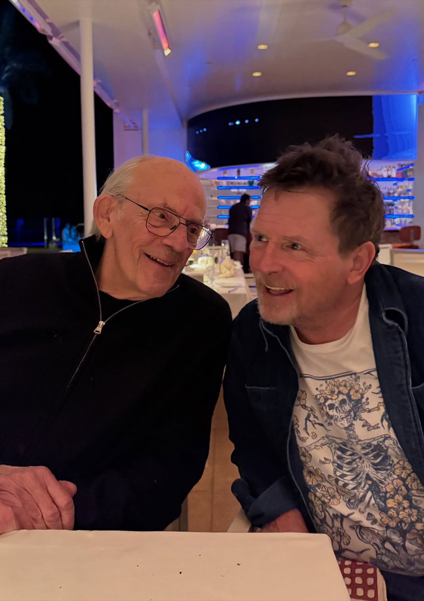InternetH0F's tweet photo. Michael J. Fox and Christopher Lloyd reunite for Lloyd's birthday 

"Great Scott you’re 88! That’s some serious shit, love you! 😎" https://t.co/yMuKaGe8yt