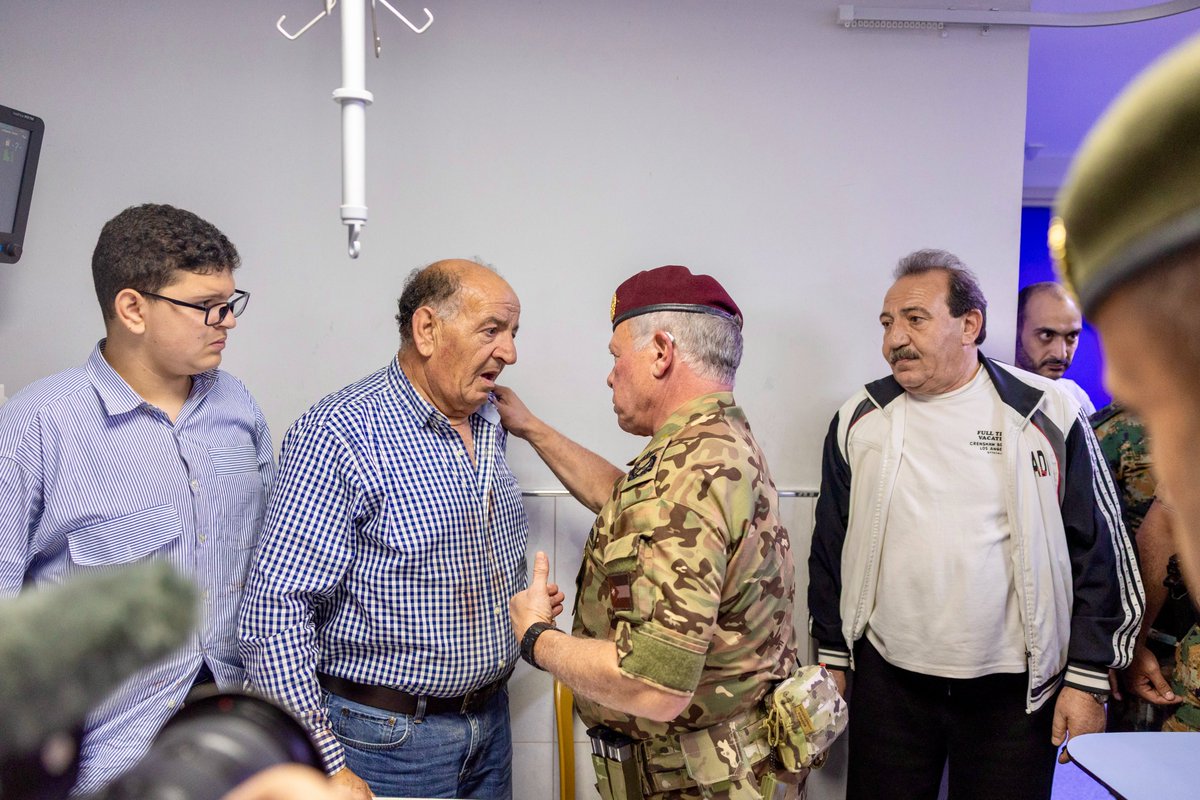 RHCJO's tweet photo. His Majesty @KingAbdullahII visits casualties of the terrorist attack on a church in #Karak and checks on their recovery.
#Jordan https://t.co/rmeViBnspY