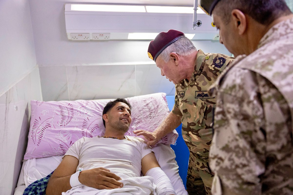 RHCJO's tweet photo. His Majesty @KingAbdullahII visits casualties of the terrorist attack on a church in #Karak and checks on their recovery.
#Jordan https://t.co/rmeViBnspY