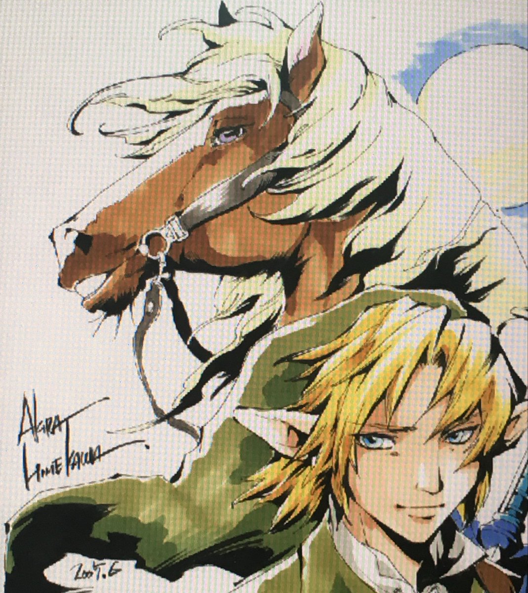 AkiraHimekawa's tweet photo. この絵、リンクよりエポナに力が入ってる！馬推し🐴🐴
うぉっ！2005年ですって！描いたの‼️ https://t.co/JgEmDbJzq4