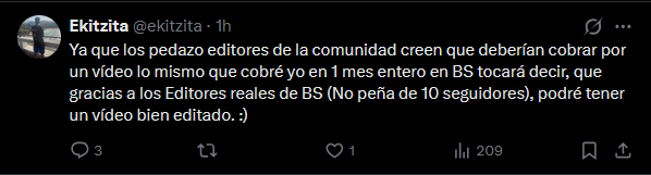 BuscoEditor's tweet photo. Ningún editor debe sentirse mal por querer cobrar por su trabajo/profesión. Si no puedes pagarle a un editor, entonces mejor aprende a editar y lo haces tú, sin la necesidad de desmeritar a otros.
Además la cantidad de seguidores no demuestra que un editor sea real. (Sigo...) https://t.co/IFHZPGjF6m