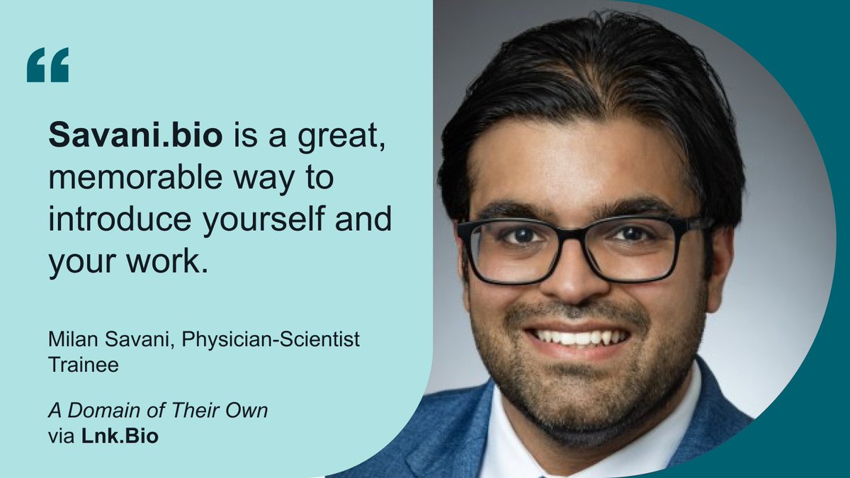 IdentityDig's tweet photo. Physician-scientist trainee Milan Savani’s conference posters used to link to a single paper. Now one QR code points to https://t.co/COSrPUbJqa, putting his publications and research profiles in one place. More from @link_bio’s A Domain of Their Own series. #dotBio https://t.co/9qea5cIPj7