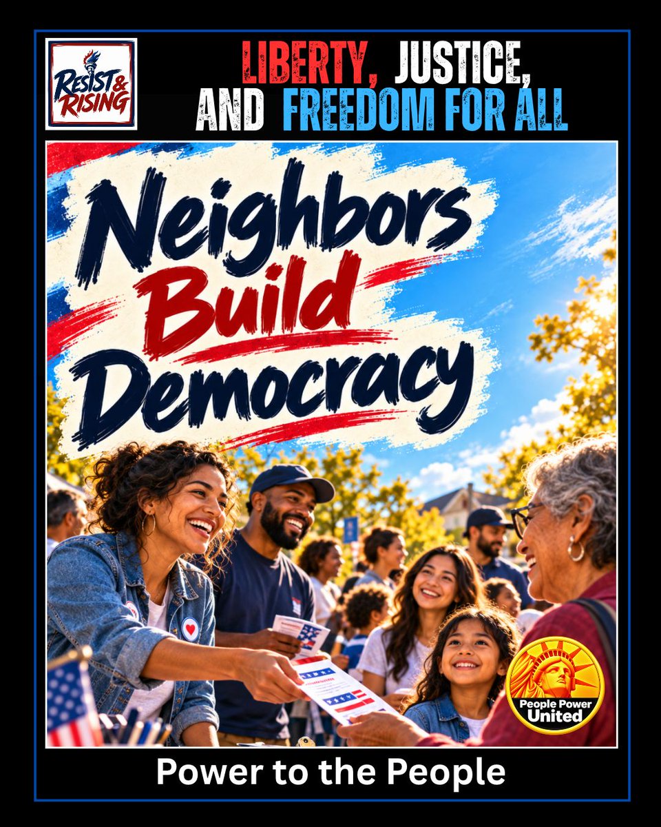 PeoplePwrNews's tweet photo. 🤝 The people who organized No Kings: Vote Early brought neighbors together around civic participation. Community connections are part of how democracy stays strong. #PeoplePower #ProtectDemocracy https://t.co/Endkx6QEk9 https://t.co/yAmXIMRDn0