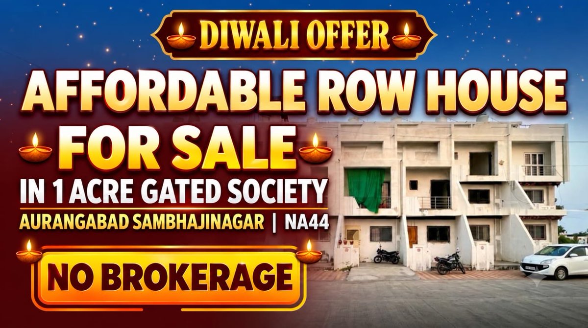RealEstateOf_MH's tweet photo. 🪔 Diwali Offer 🪔 Affordable Row House For Sale In 1 Acre Gated Society Aurangabad Sambhajinagar | NA44 |  #property #Diwalioffer  #aurangabad #home #2bhk  #villa #house  #facebookviralreelsvideo https://t.co/53s6YvkH8c