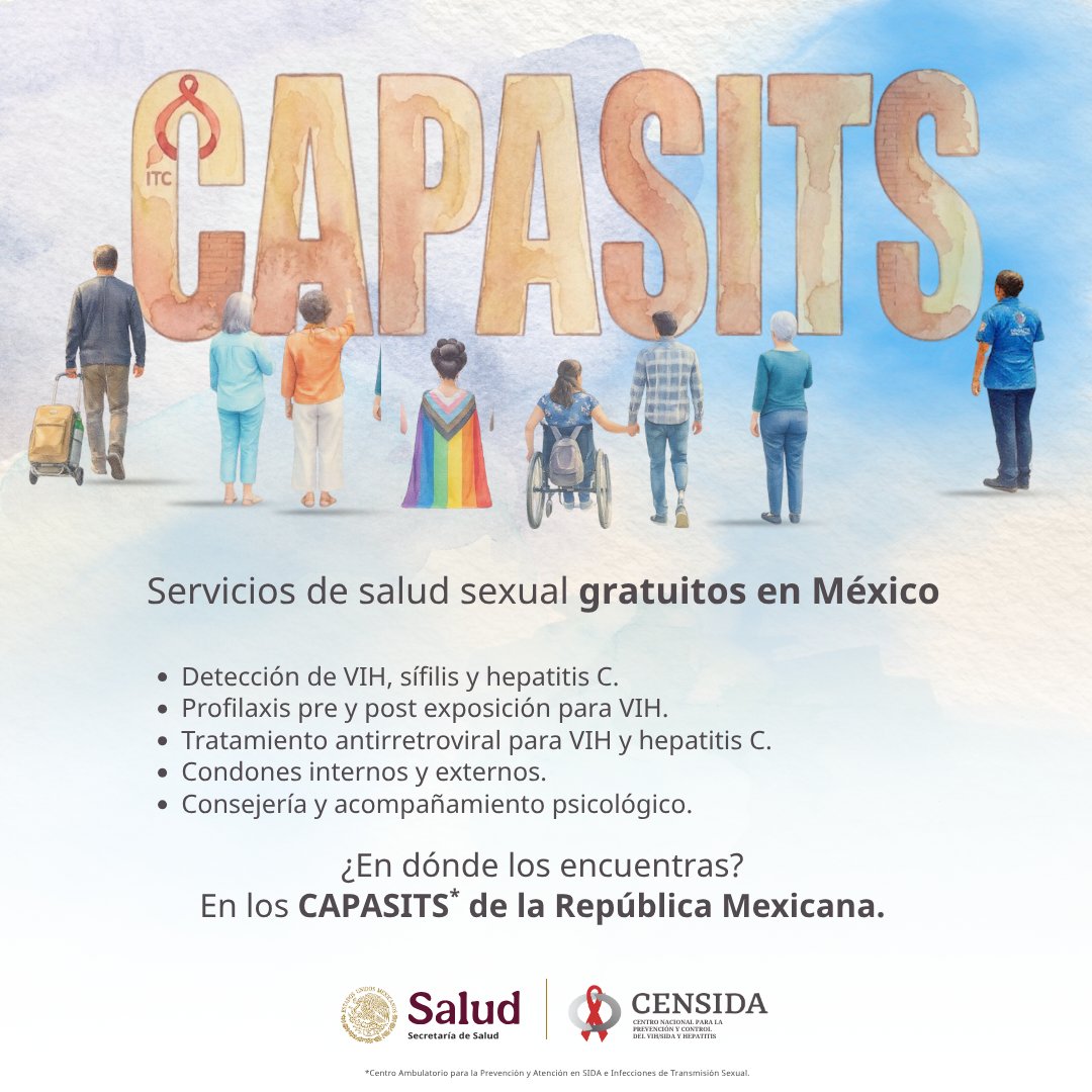 censida's tweet photo. Prevenir, detectar y tratar: los servicios de CAPASITS están para acompañarte en cada paso.
Orientación sin juicios, pruebas confidenciales y tratamiento gratuito.

Búscanos.
📍Directorio en: https://t.co/JDBR3ZLPIX https://t.co/FSz8h8tNY5