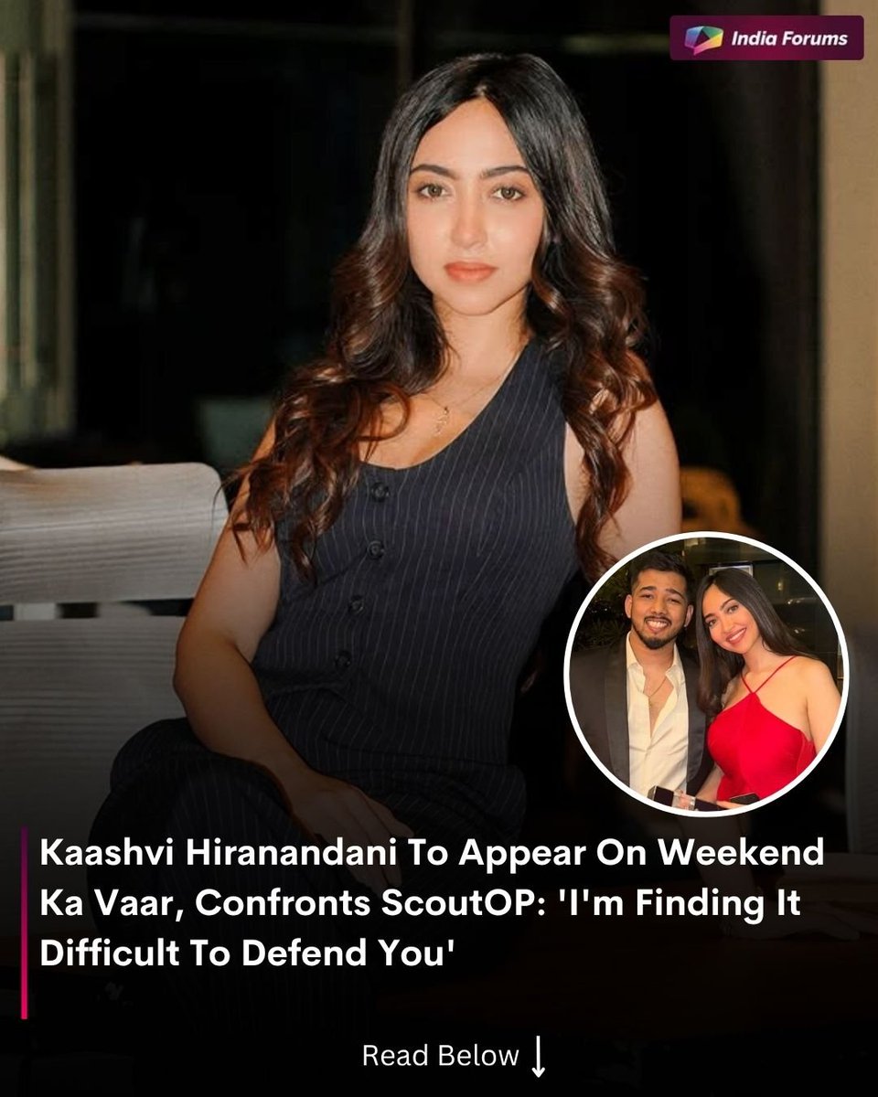 indiaforums's tweet photo. Kaashvi Hiranandani is reportedly set to join Bigg Boss 20's Weekend Ka Vaar, where she addresses ScoutOP, saying, “I'm finding it difficult to defend you!” Her statement raises questions about ScoutOP's game and his journey inside the house. 👀🔥
.
.
.
#KaashviHiranandani #ScoutOP #BiggBoss20 #IndiaForums #WeekendKaVaar
