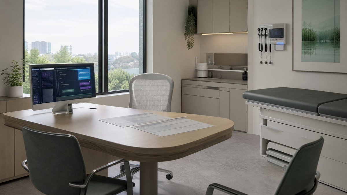 build4growthsv's tweet photo. Working on my series 2067, building out the consultation room for Episode 2. This is one of the concepts from that process — I'm exploring how to keep it feeling like a real, quiet appointment instead of spectacle. Made on Genflick, still working through it.

#AIFilm #Genflick https://t.co/y56E3cEt0x