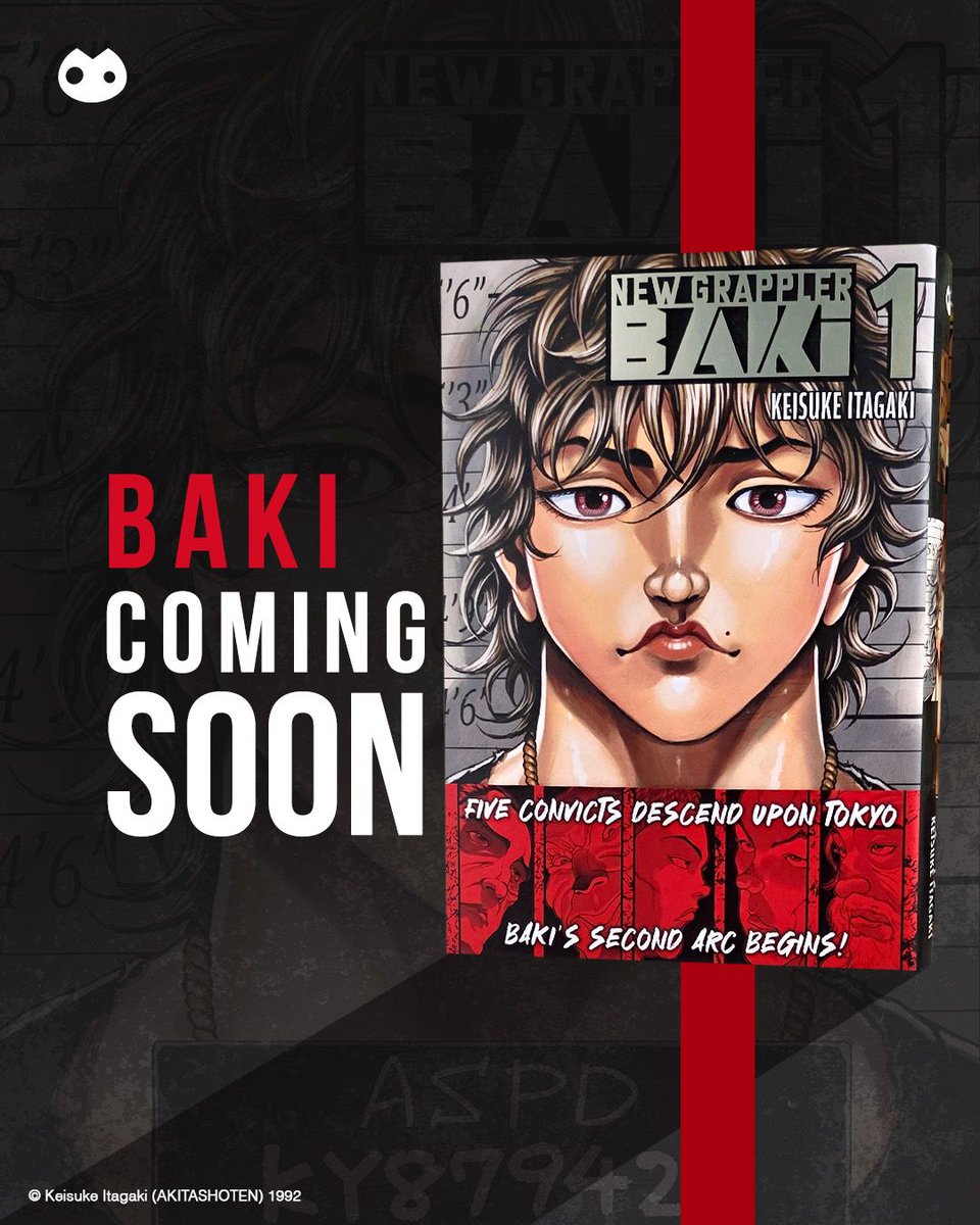 KodamaTales's tweet photo. He's BACK!

After conquering Tokyo’s underground arena, Baki Hanma faces the world’s most dangerous criminals—each seeking defeat. Rules give way to brutal, all-out combat in Keisuke Itagaki’s Baki, the direct continuation of Baki The Grappler, where every clash pushes strength, skill, and endurance to the extreme. 

Releasing November 1st!
🔗 https://t.co/MEyecGd6Gs