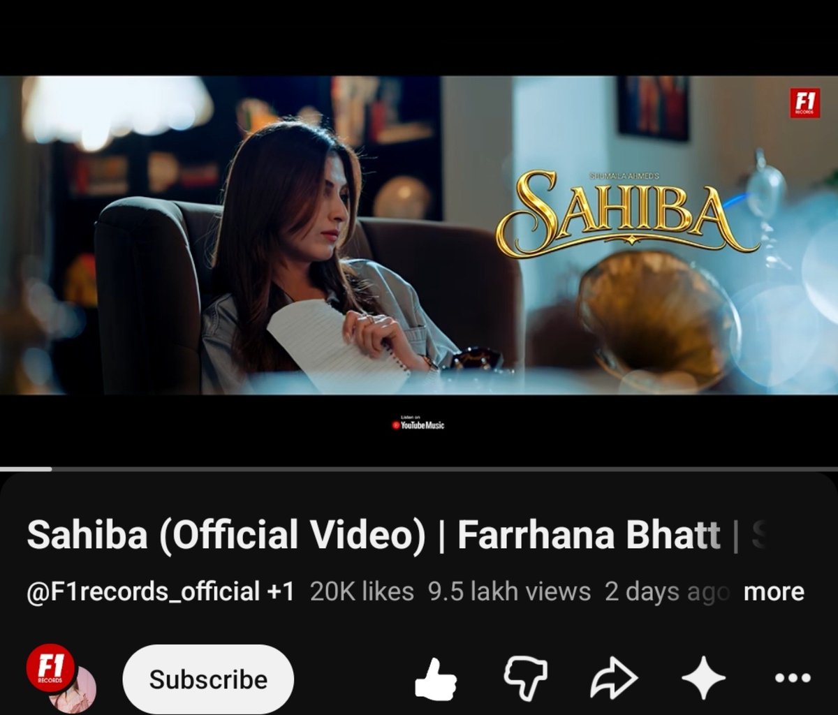 Gunjan_Hana's tweet photo. Hana’s #Sahiba song has crossed 9.5 LAKH VIEWS!🔥❤️‍🔥🎶
https://t.co/6AZGqE3fqR

Rebellions, keep streaming the song &amp; leave as many comments as possible! Let’s shower Hana’s beautiful debut song with love and take it to MILLIONS of views!❤️‍🔥🎶🫶🏻

#FarrhanaBhatt #FarrhanaRebellions https://t.co/t3M4QryhH7