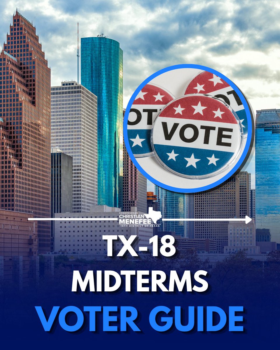 RepCDMenefee's tweet photo. Houston, make a plan to vote!

Early Voting: October 19–30
Election Day: November 3

Check your voter registration, find your polling location, and bring an accepted photo ID.

Visit https://t.co/zNbAo5JpMI for everything you need to know. Your vote matters! https://t.co/O3A2To2Cwj