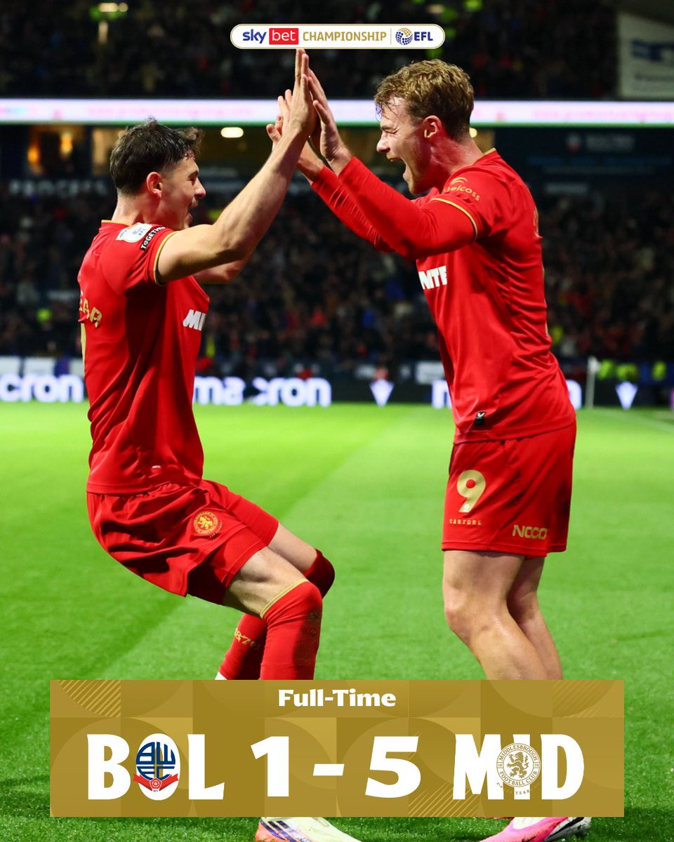 SkyBetChamp's tweet photo. ⏯️ A scintillating @Boro performance in Bolton! 👏

#EFL | #SkyBetChampionship https://t.co/1QaHfS9O1V