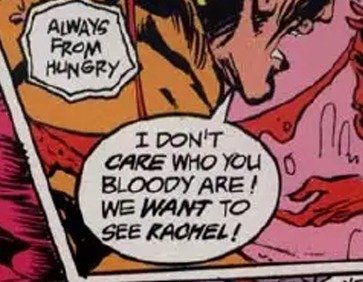 Eltranslator's tweet photo. 3) En este bocadillo de "Sandman #3", no solo se neutraliza el lenguaje soez de Constantine (el muy británico "bloody" mágicamente se esfuma en la traducción de Panini. Planeta lo tradujo muy acertadamente como "demonios"), sino que además QUITAN "QUEREMOS" POR "PONER EN NEGRITA" https://t.co/V913KnpKLe