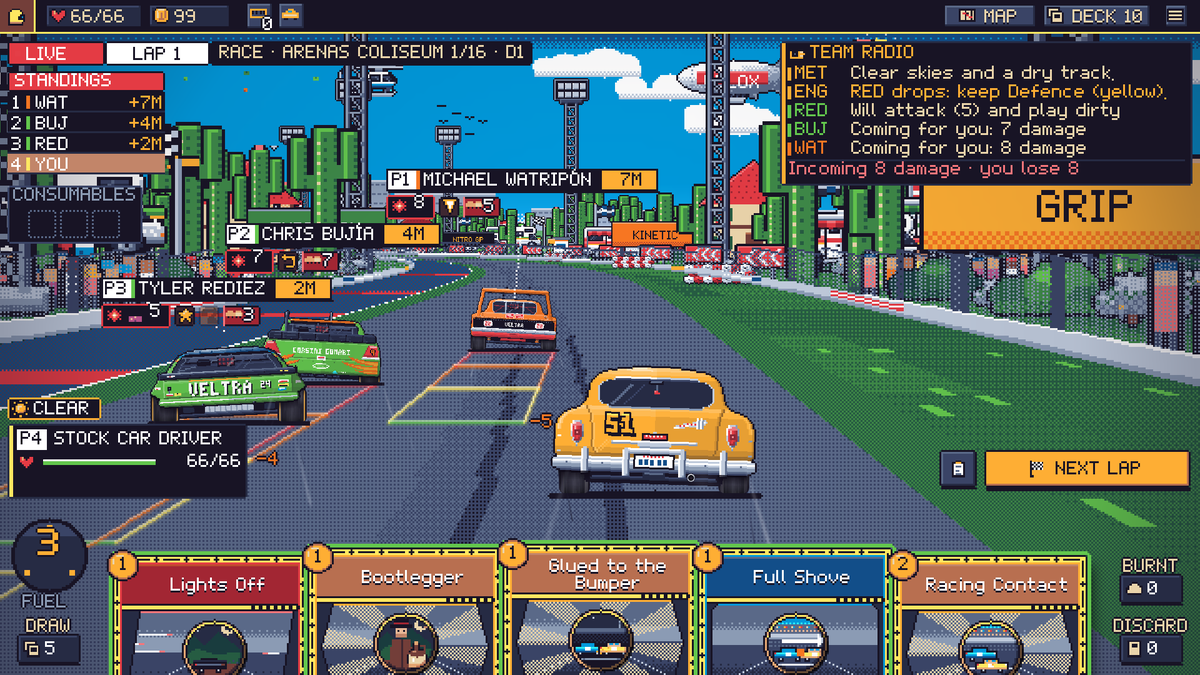 lainemotorsport's tweet photo. Stock Car on an oval 🏟️ It's all about drafting and the Bump: get on the rival's bumper and shove them off the racing line. The fifth discipline, and the one with the most contact.
#indiedev #roguelike #pixelart #NASCAR https://t.co/5KwwiC3o1r