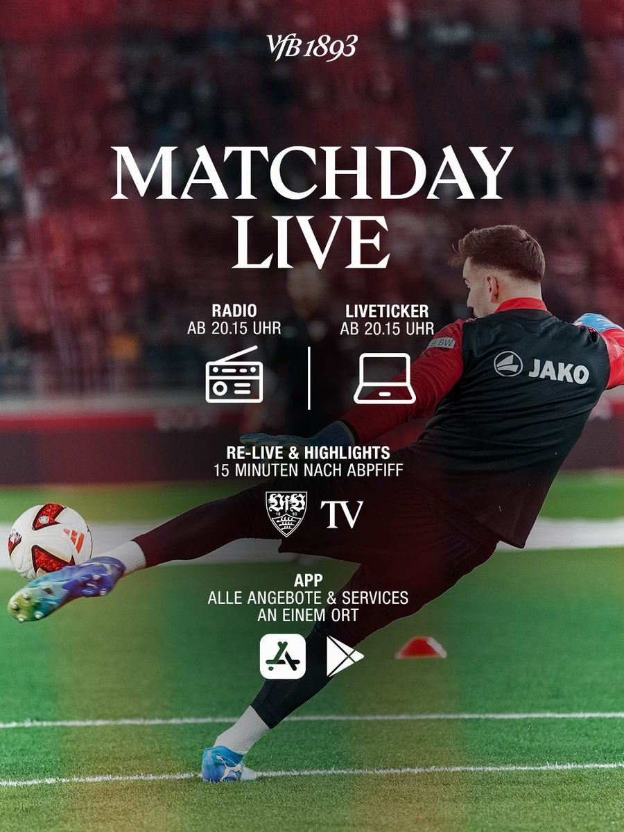VfB's tweet photo. Das Bundesligaspiel gegen Borussia Mönchengladbach LIVE. Das VfB-Fanradio, der Liveticker und das Spiel im Stream!

Den Spieltag live erleben: https://t.co/r5ZL5XlT0w

#VfB | #VfB1893 | #Bundesliga | #VfBBMG https://t.co/3XEYzOHKTH