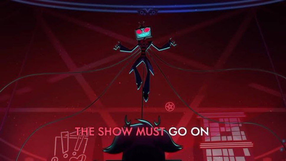 AnOrdinaryGal1's tweet photo. “the show must go on” 

Could this finally be our sign that Hazbin Hotel is coming to the game? https://t.co/skc7giaiD5