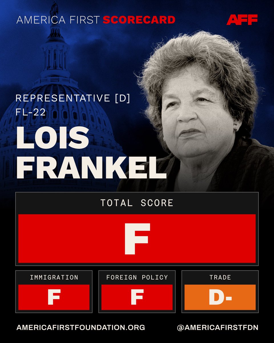 AmericaFirstFdn's tweet photo. For over two decades, Lois Frankel has found new ways to fail the people of Florida. It's time to put her political career to rest. (@RepLoisFrankel) https://t.co/ahw51hWwy5