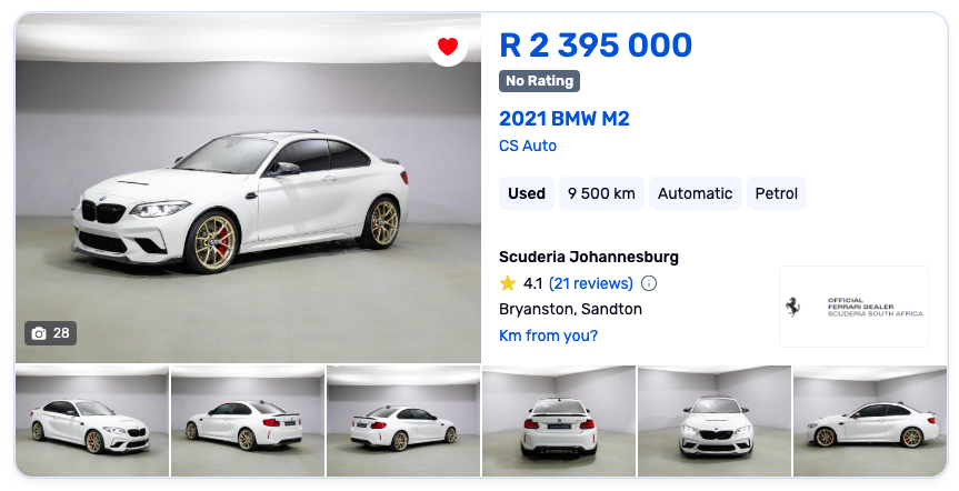 CarsofMzansi's tweet photo. I'd love to meet the buyer at @FerrariZA because damn, theyre building a collection of rare BMWs!

1M Coupe - R640K+ Launch - One of 71 in RSA (6200 Global)

M2 CS - R1.8m+ Launch - One of 30 in RSA (2300 Global)

M2 333i Homage - R1.9m+ Launch - One of 33 Globally! https://t.co/fw25bqUt8P