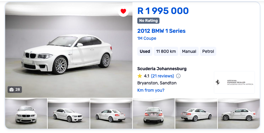 CarsofMzansi's tweet photo. I'd love to meet the buyer at @FerrariZA because damn, theyre building a collection of rare BMWs!

1M Coupe - R640K+ Launch - One of 71 in RSA (6200 Global)

M2 CS - R1.8m+ Launch - One of 30 in RSA (2300 Global)

M2 333i Homage - R1.9m+ Launch - One of 33 Globally! https://t.co/fw25bqUt8P