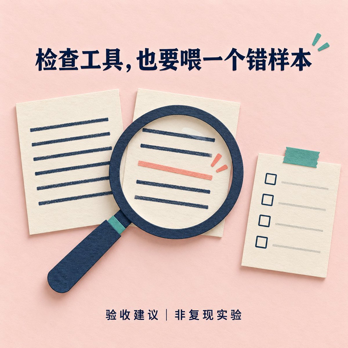 pimoba2019's tweet photo. 让 AI 写文件校验脚本，先给它一个“明知不对”的副本，看它会不会报错。

TinyPilot 创始人 Michael Lynch 在 2023-11-07 的复盘中自述：团队写了脚本，把厂商的 microSD 卡与标准镜像比较，结果显示一致。他测试设备、改了设置后再次校验，竟然仍显示一致；脚本在工程师电脑上正常，在他的测试环境里却一直误报通过。

他后来决定按正式代码的流程重写这段检查脚本。原文没有交代导致误报的具体代码原因，不能替作者诊断成“路径写错”或某个工具的漏洞；这也是硬件验收旧例，不是 AI 写代码的失败统计。

我的建议：给 AI 的验收要求加两项——相同文件应通过，故意改动内容的副本应失败，而且在真正使用脚本的机器上跑。只在单独测试目录操作副本，别改原件；“检查脚本运行完了”和“它真能发现错误”要分别确认。本次未复现该故障。

来源：Michael Lynch · TinyPilot: Month 40（2023 年旧文）
https://t.co/dGzuJnQFTC