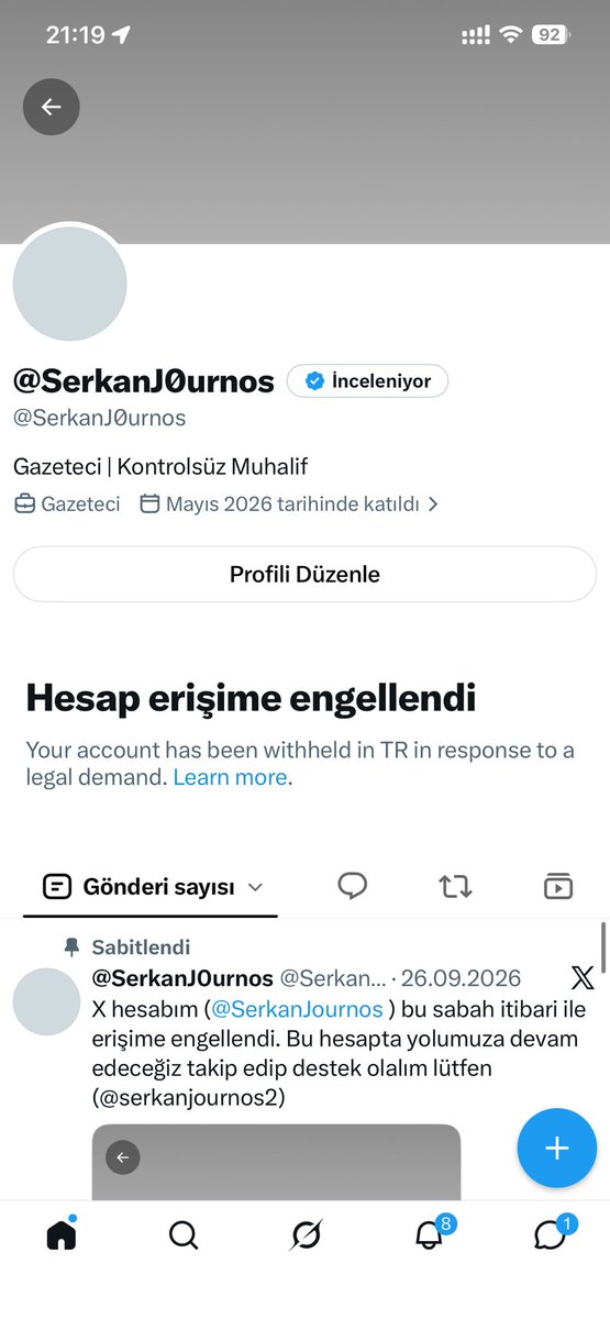 SerkanJournos3's tweet photo. Yeni açtığım hesap birinci ayını doldurmadan malum şahsı (👞)  eleştirdiğim için yine erişime engellendim, yeni hesabım budur takip edip, paylaşıp destek verirseniz sevinirim.

Birleşe birleşe kazanacağız. https://t.co/S4yhez3q3b