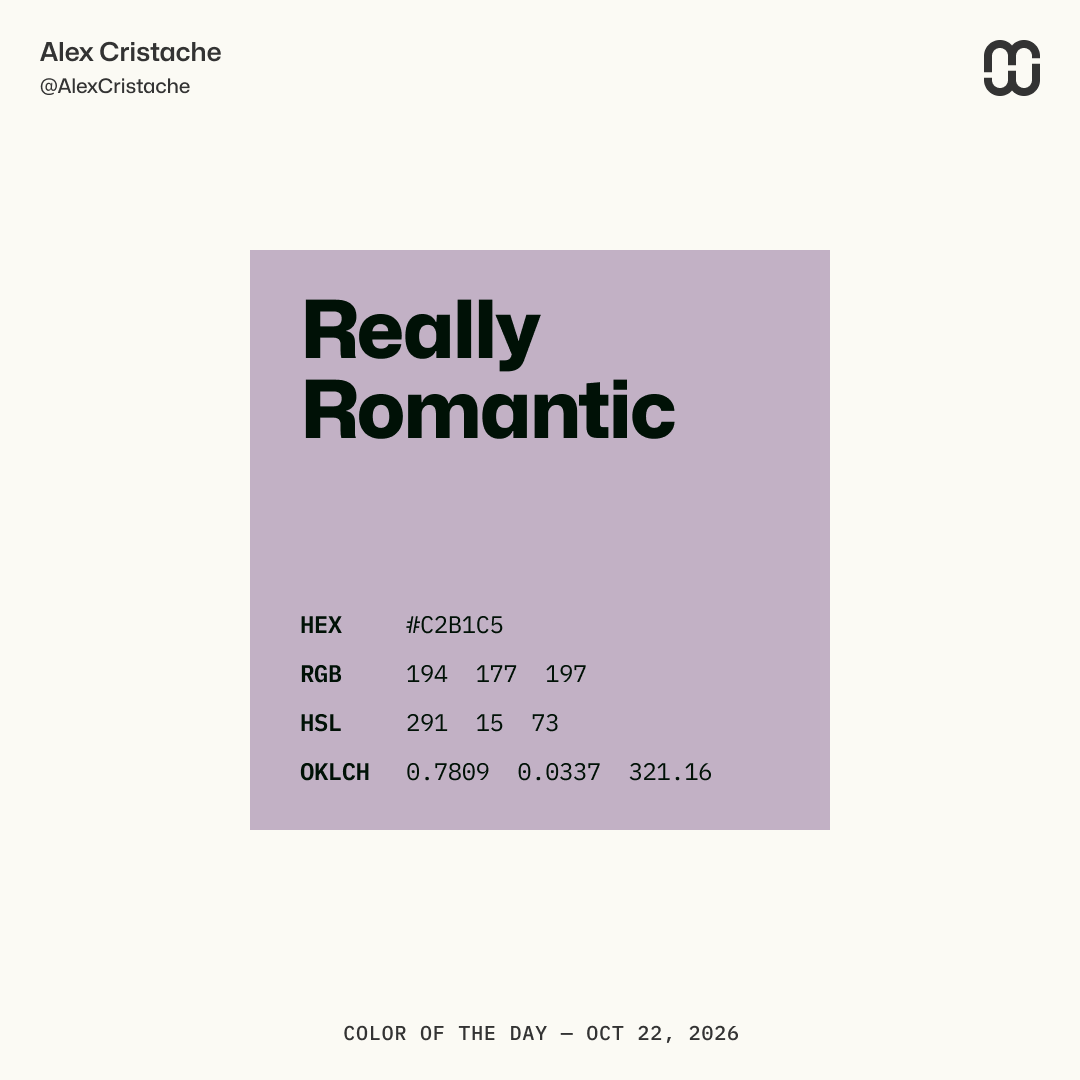 AlexCristache's tweet photo. As promised, since yesterday we missed the #ColorOfTheDay entry due to health issues, today we get to entries.

"Really Romantic" – C2B1C5
"Fine China" – B1D2D5

Go through the images for each individual #ColorRamp. https://t.co/rspEor0ltX