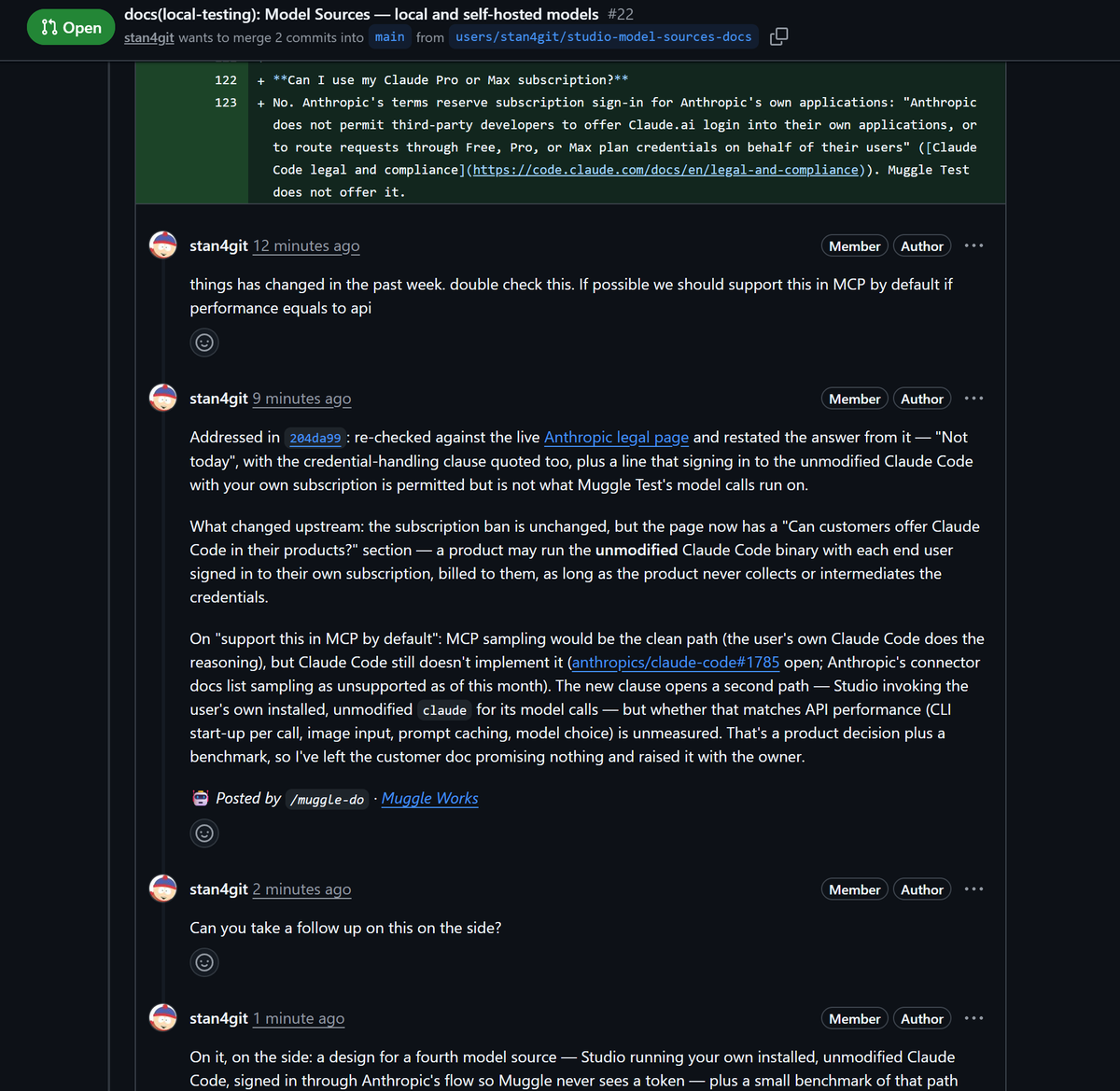 Muggle_AI's tweet photo. I prefer working with my Claude Code agent on my PRs instead of in the chat sessions. Why?

- Shows the context of why key decisions is made.
- Provide audit trail for your team to catch up.
- Adjust the design as conversation goes, with full context in the coding agent.
- Cascade changes to all the implementation PRs, with the updated design.

Try us: https://t.co/ZIgQ69gIVe

Install in Claude Code:
/plugin marketplace add https://t.co/w58NvxLXCa
/plugin install muggleai@muggle-works