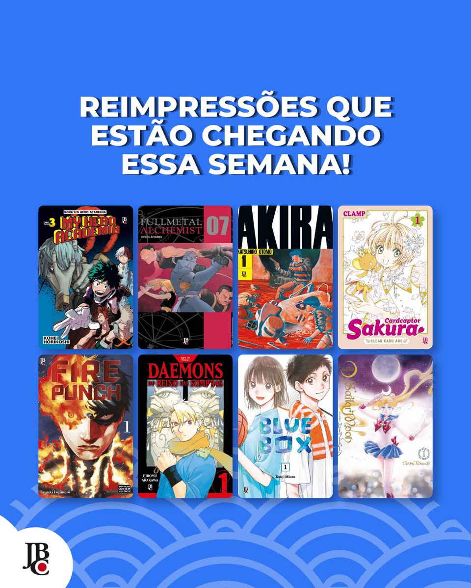 editorajbc's tweet photo. 📚 Mais volumes voltando para a estante! 💙

Tem uma leva de reimpressões chegando nesta semana! Se tinha algum mangá da JBC na sua lista de procurados, vale ficar de olho nas lojas nos próximos dias. 👀

Qual volume você estava esperando voltar? https://t.co/MFuOILHQVx