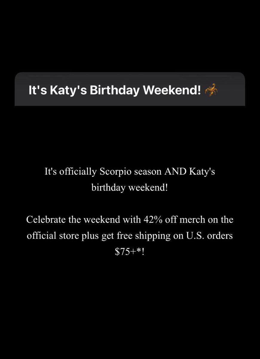 KCsGermany's tweet photo. KATY'S BIRTHDAY SALE! 🦂🎂
Celebrate Katy Perry's 42nd birthday with 42% OFF merch in her official store! Plus, free shipping on U.S. orders over $75! 🛍️ https://t.co/V9aeF8x49c