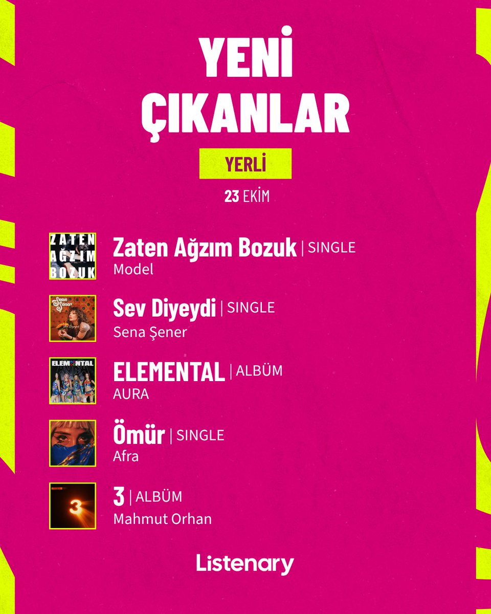 Listenary's tweet photo. Bu hafta yayınlanan yeni albüm ve şarkıları senin için bir araya getirdik. 🥂

Senin favorin hangisi? https://t.co/vC4FiQftKz
