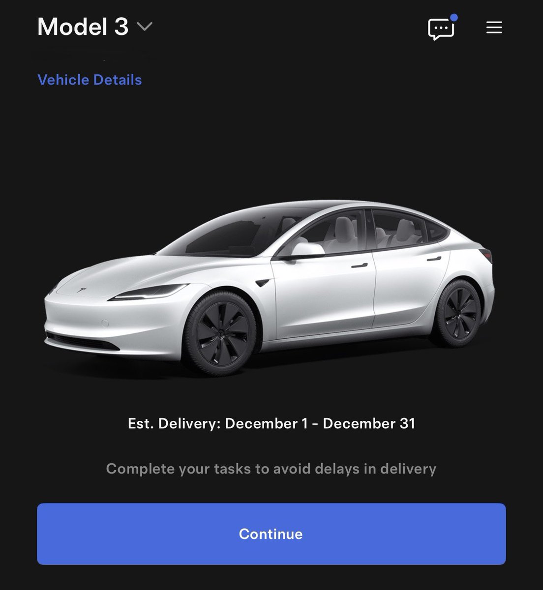 niccruzpatane's tweet photo. Just received the vin for my new Model 3 order here in Toronto. 

Tesla demand is off the charts. I ordered this car on August 19, and delivery is sometime in December. Approximately a 4-month wait. 

This car has all the new updates: Black Headliner, Zen Grey Interior, 16” QHD screen, etc.