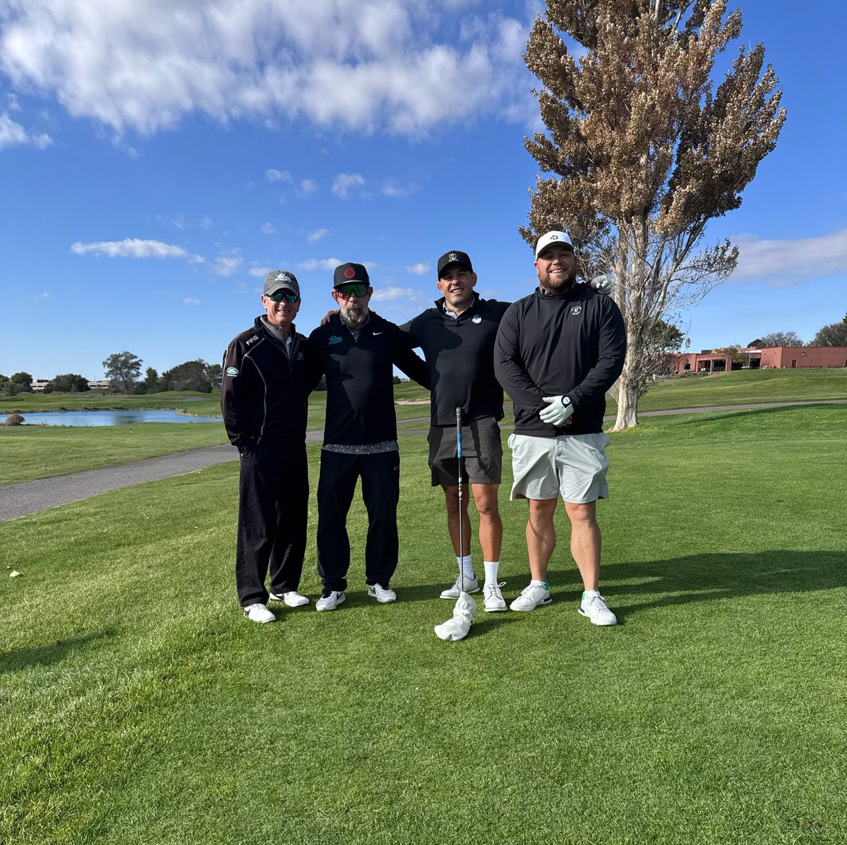 RobTalksLobos's tweet photo. Supporting @UNMLoboBaseball on a beautiful day at @SantaAnaGolf with good friends Alex, Don and Chris! Howl yeah, Lobos!! #GoLobos 🐺⚾️⛳️ https://t.co/Ec22AaPTCW
