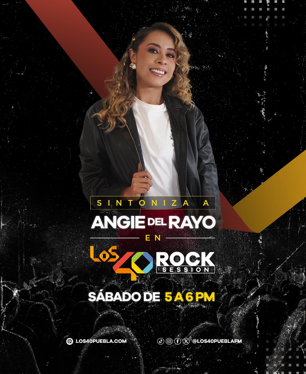 Los40_PueblaFM's tweet photo. 🎸 ¡El rock suena más fuerte los sábados en #Los40Puebla!🎸
Sintoniza a Angie del Rayo en #Los40RockSession y súbele al volumen con lo mejor del género.
🕔 Sábado de 5 a 6 PM por el #987FM. https://t.co/jHhRF1oWXA
