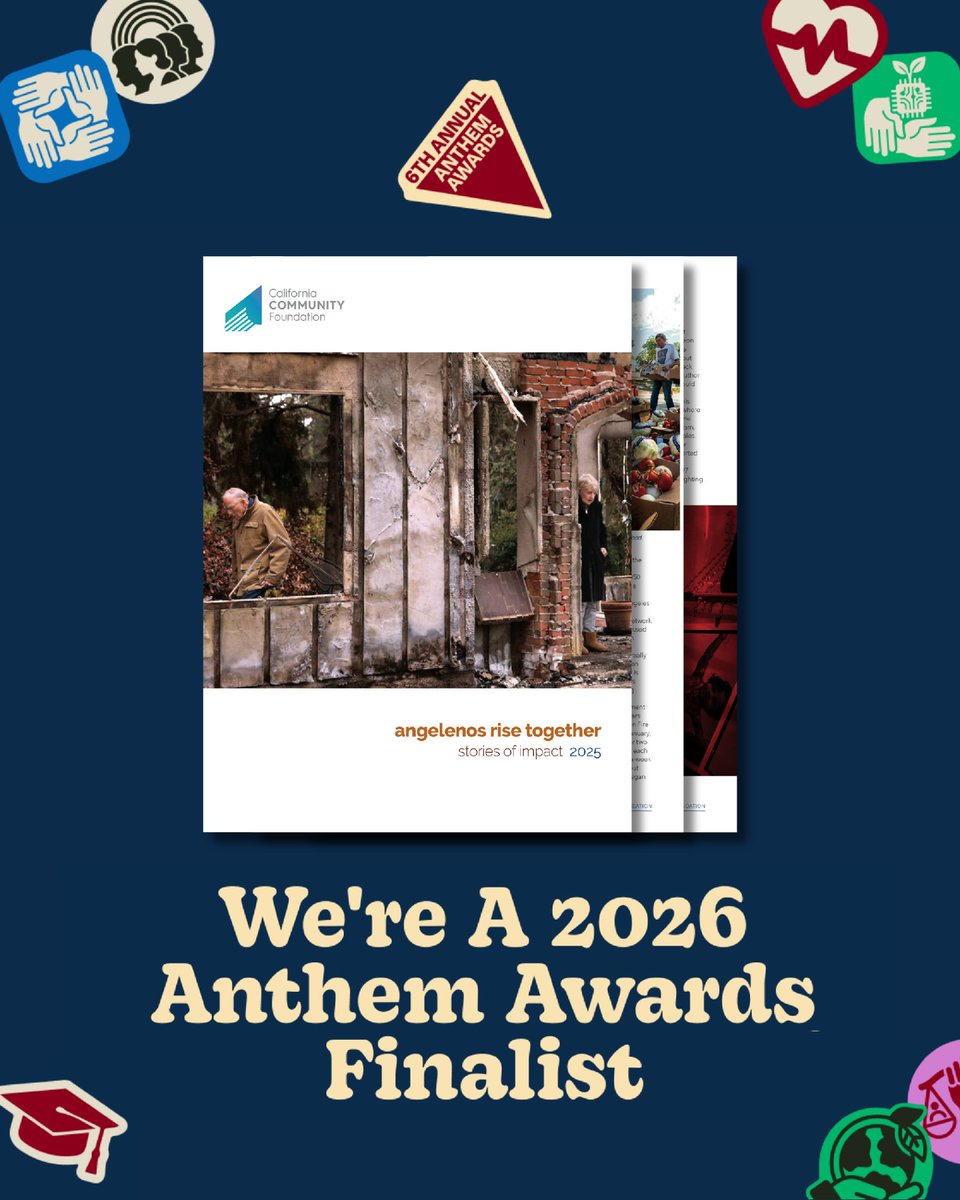 calfund's tweet photo. We're excited to share that our inaugural annual magazine has been named a finalist in the Anthem Awards, an international competition honoring outstanding social impact work!

View Angelenos Rise Together – Stories of Impact 2025 here: https://t.co/yx42WLKJ8U https://t.co/bNNiToQawT