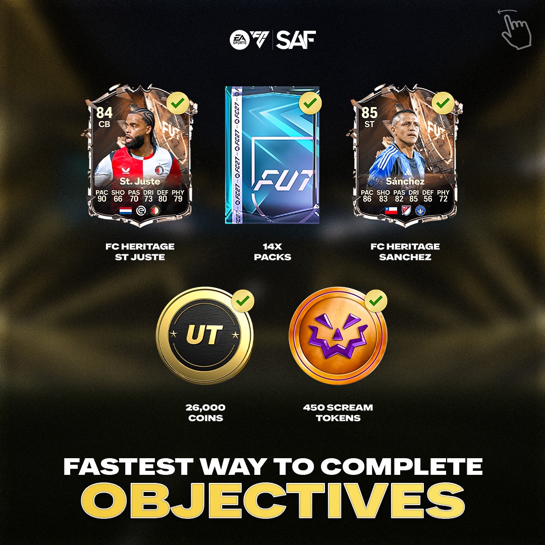 SAF_gg's tweet photo. The EASIEST way to get 450 Ultimate Scream Tokens - and get St Juste and Sanchez at the same time ✅

All of the new objectives in just 16 matches - all offline too so super easy!

See all the details 👇 https://t.co/cQDPP1NF3a