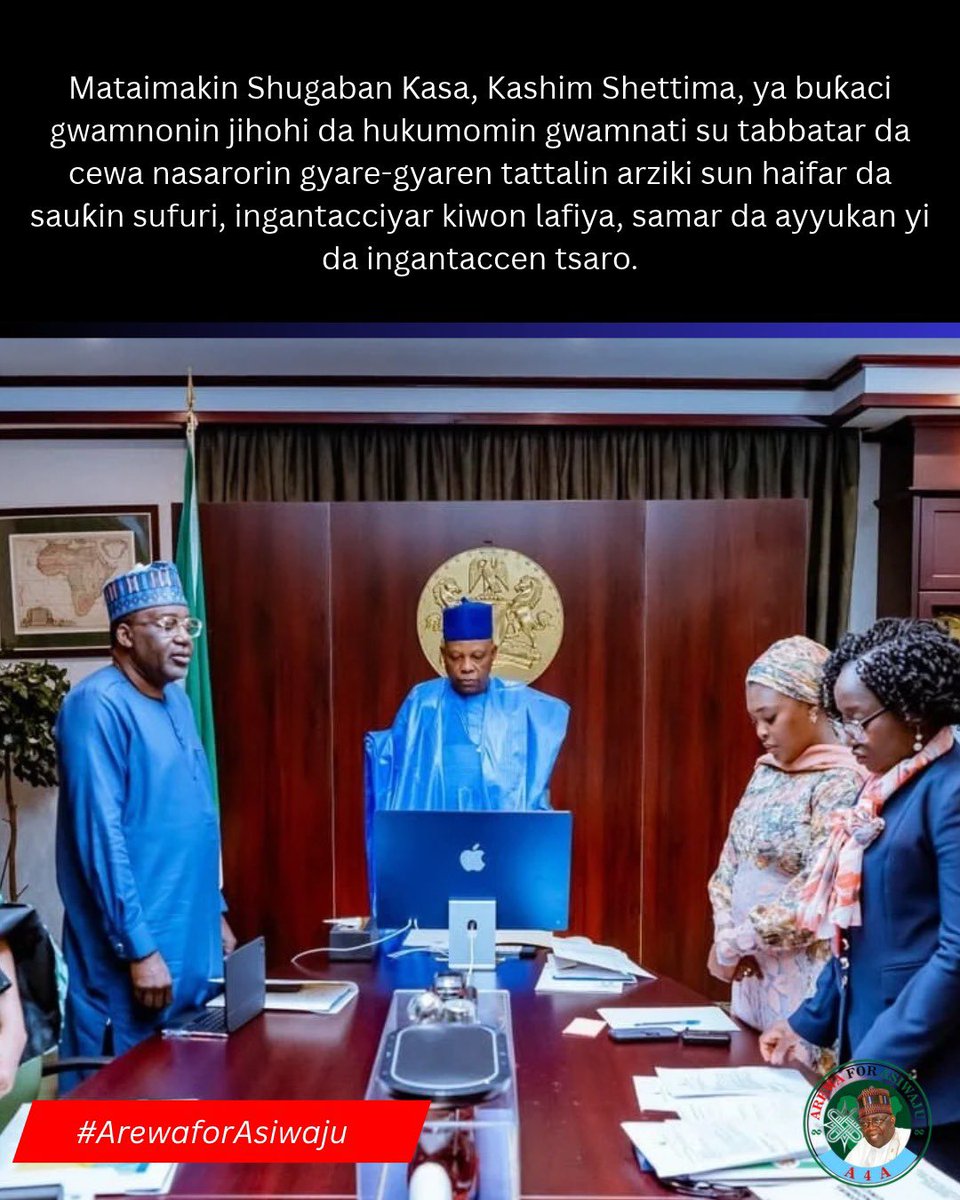 Arewa4Asiwaju's tweet photo. A tattaunawar, mataimakin shugaban ƙasa, Kashim Shettima ya kuma jaddada cewa za a auna nasarar manufofin tattalin arzikin ne bisa tasirinsu ga rayuwar 'yan Najeriya ta yau da kullum, ba wai sanar da gyare-gyare kawai ba.
#ArewaForAsiwaju #A4A https://t.co/BuxQNYQ8Hs