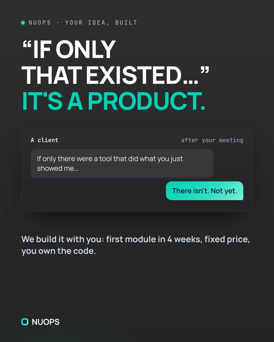 EliotNuops's tweet photo. "If only there were a tool that did this..." Has a client ever said that to you at the end of a meeting? Write that sentence down. https://t.co/dxUP3lKeVg