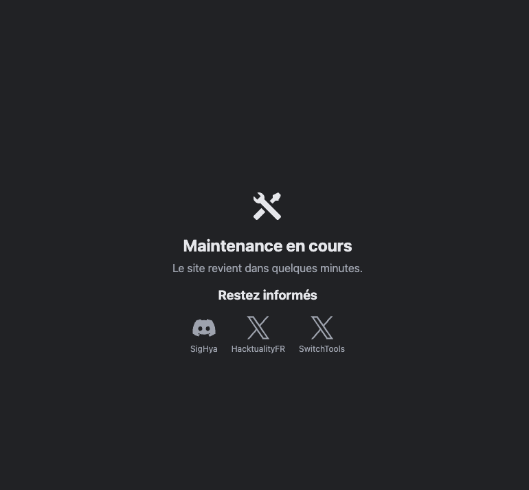 SwitchTools's tweet photo. Hacktuality is currently undergoing maintenance; we are in the process of deploying the new version of the site.
Once the deployment is complete, if you encounter any suspicious bugs, please don't hesitate to let us know at contact@sighya.fr https://t.co/Nr8QmeRbXQ