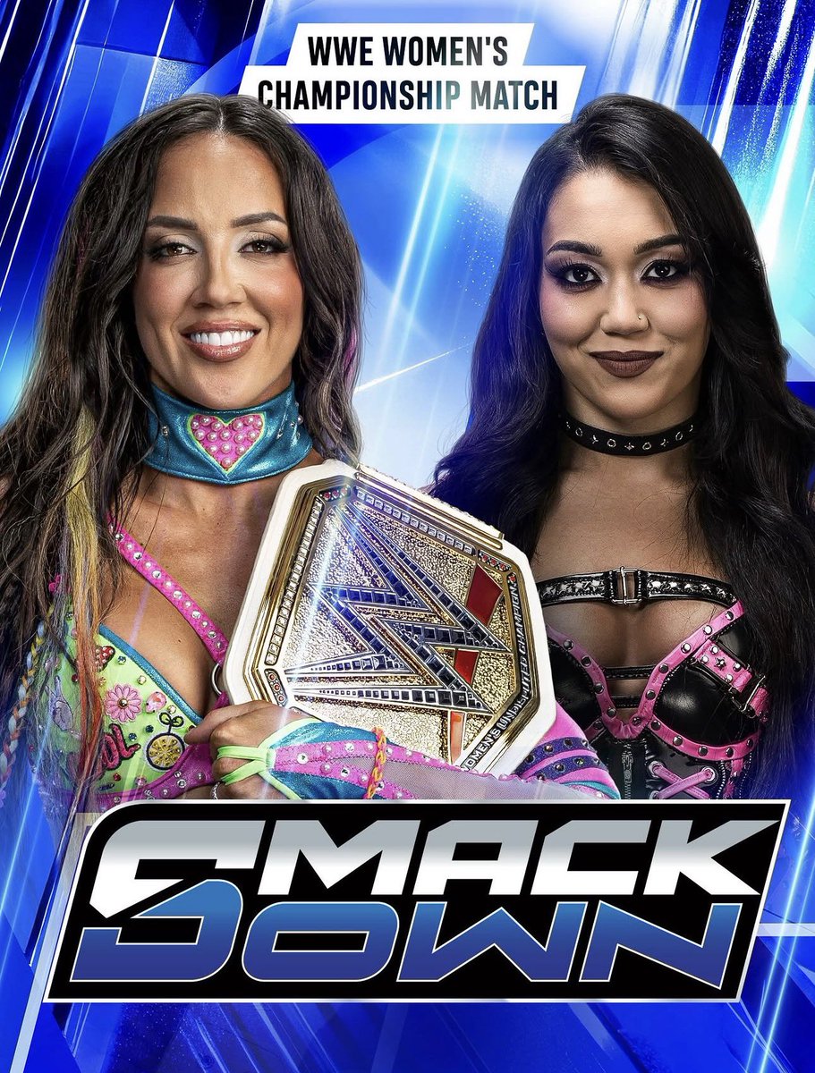 WrestleOps's tweet photo. Advertised for SmackDown tonight:

• Chelsea Green vs. Roxanne Perez (Women’s Title)
• Giulia vs. Blake Monroe - Street Fight
• Alexa Bliss and Tatum Paxley vs. Michin and B-Fab (Tag Titles)
• MFT vs. Bakusai https://t.co/FBkInu9Mvl