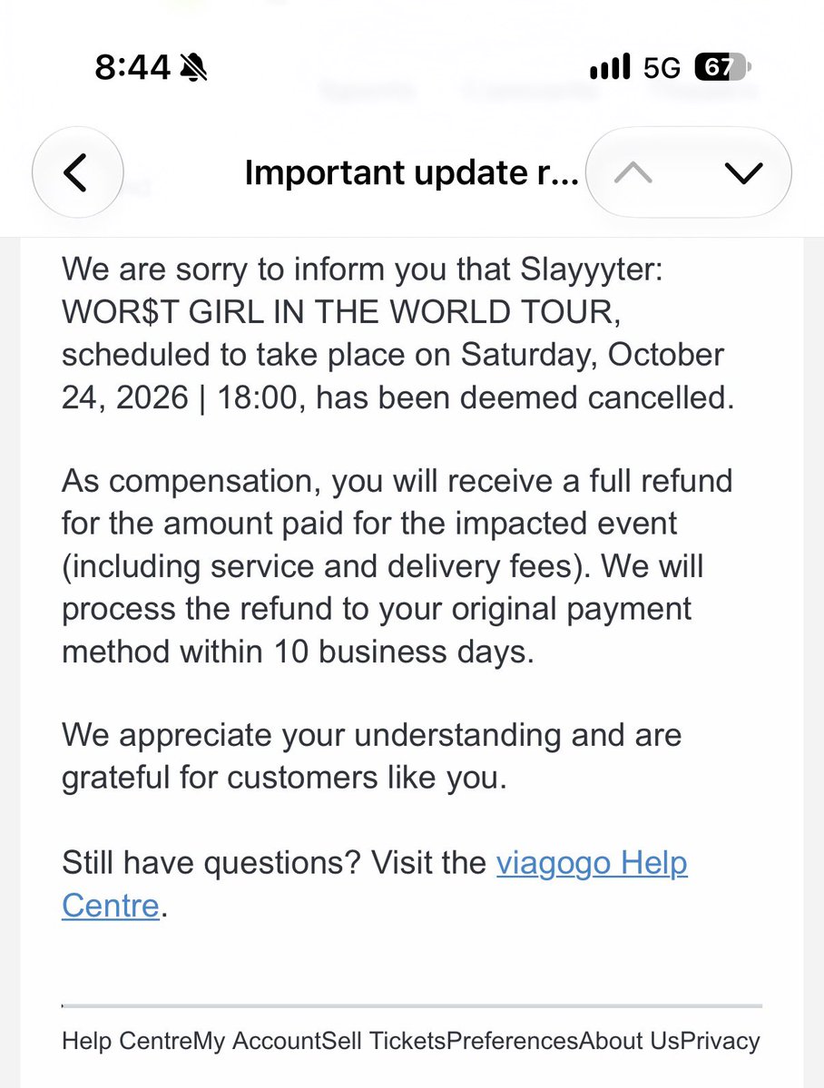 flolocket's tweet photo. @hypermaniic @AcervoSlayyyter check ur email cuz i just received this email, they said they’ll refund the whole amount https://t.co/K3H6mTQSy4