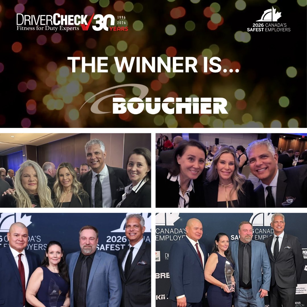 DriverCheckCA's tweet photo. 🏆 Congratulations to Bouchier, winner of the 2026 DriverCheck Award for Canada’s Safest Mining &amp; Natural Resources Employer, presented by @COSmagazine!

📰 Read the press release: https://t.co/dyw3DKGI3n

#DriverCheck #SafestEmployers #Mining #WorkplaceSafety #HealthAndSafety https://t.co/NkyYS1uyj7