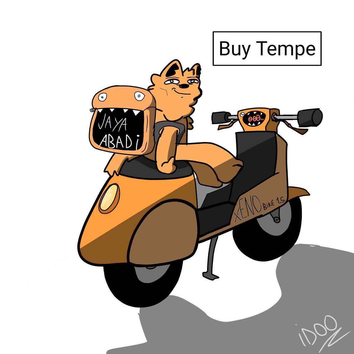IDOOPumba's tweet photo. The views on the previous post gave Xenobot enough visibility to receive donations, as the people of Lawu City were moved by Xenobot terrible working conditions and kindness.

With the money Jaya Abadi funded the Xenobike 1.5!

#maumakanapa #labirhin #maumakanapafanart https://t.co/XLjEr5iyeK