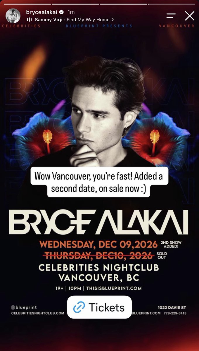 rottw3iler's tweet photo. bryce’s december 10th show at celebrities nightclub in vancouver bc, canada has been sold out!!

new date has just been added for december 9th go get your tickets now! https://t.co/ghJ2UtLDrg
