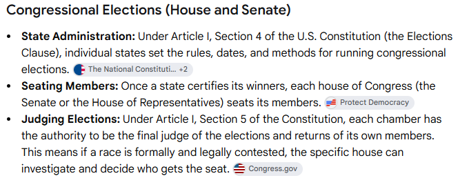 AllenJWilson's tweet photo. The DOJ needs to re-read the US Constitution or else you will be laughed in a federal court.

States administer elections, each House of Congress seat its members and each chamber has sole authority to be the final judge of the elections.

Separation of powers is paramount. https://t.co/cuOF9uFTed