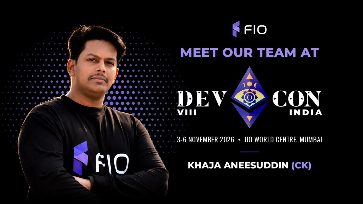 joinFIO's tweet photo. The FIO team is heading to Devcon VIII India (@EFDevcon) .

📍 Jio World Centre, Mumbai
📅 3 to 6 November

If you are going, send us a message or find us on site. We would like to hear what you are building.

#Devcon #DevconIndia https://t.co/n2wPgV7Kow