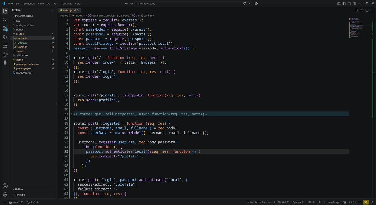anmolbhagat_dev's tweet photo. Day 66/100 🚀

Started working on a Pinterest clone.

→ Built the registration and login pages
→ Implemented user authentication
→ Preparing the foundation for the home feed

Next: Building the feed page

#100DaysOfCode #NodeJS #ExpressJS #MongoDB #WebDevelopment https://t.co/cKfRQouUIU