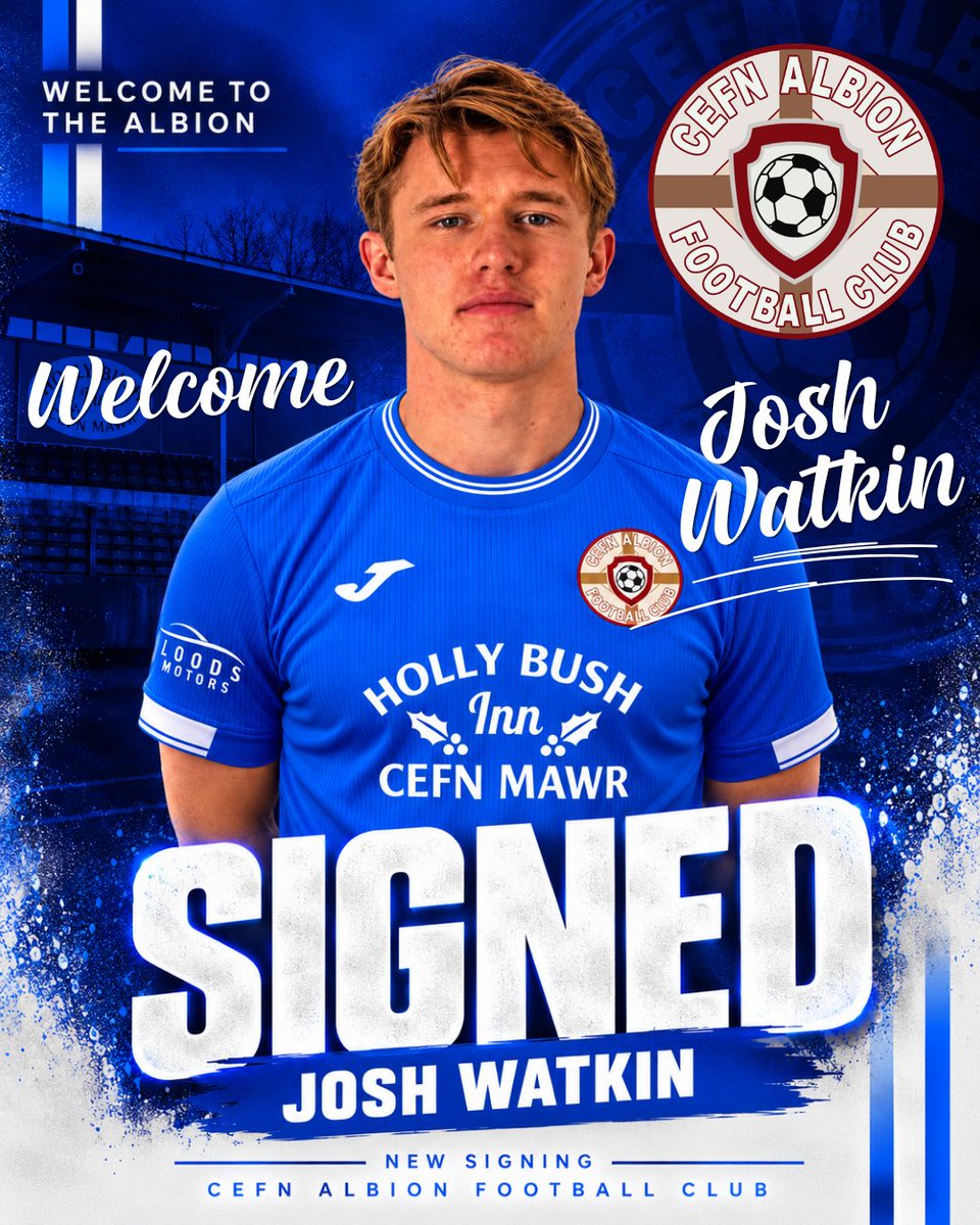 CefnAlbionFC's tweet photo. NEW SINGING 🫱🏻‍🫲🏼💙

We are pleased to announce the signing of 22 year old, Josh Watkin from Novira Cymru North leaders, Brickfield Rangers.

With a wand of a left foot, Josh, despite his young age, has plenty of experience in Tier 2, having been a regular starter for Mold and Gresford, and we are delighted he has chosen to join Cefn.

A product of the Connah's Quay Nomads academy, Josh will go straight into Phil Hudsons' squad for tomorrow's Ardal NE home clash with Dolgellau at The Muga, 2pm KO.

We'd like to say a huge thank you to @BrickfieldRFC for their cooperation with the transfer.

Welcome to Cefn Albion, Josh.

#UpTheAlbion