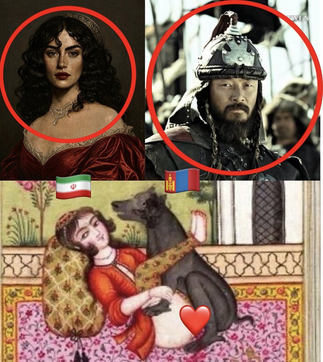 molo155's tweet photo. I’m 0.2% Mongolian werewolf.
I’m 13% fiery Persian woman.
Who am I?
Definitely a Mongolian wolf with a hot Persian mommy.

This is not unique among Turco-Mongols.
If you don’t get it, you don’t get the Horde and its history.

🇲🇳🇲🇳🇲🇳 https://t.co/6g7VVVh2li