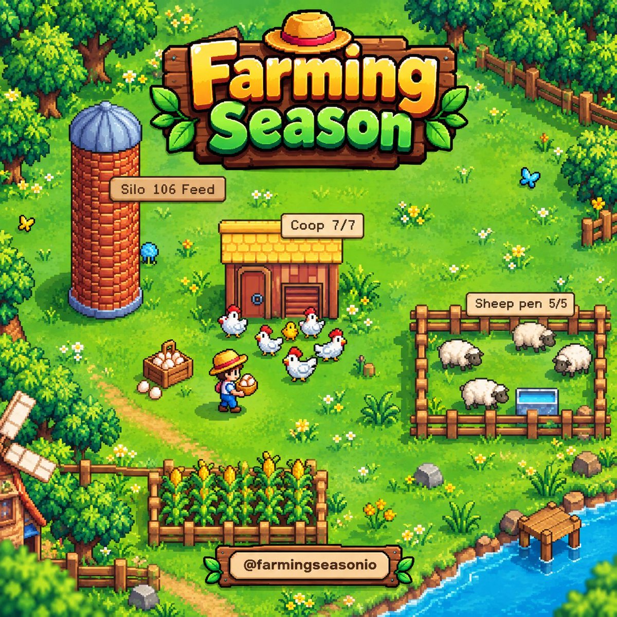 CyrusSRP's tweet photo. @farmingseasonio 4/5 🐔 Back to farming in @farmingseasonio! I collected my chickens’ eggs, claimed all my daily rewards, then planted more wheat and corn to build up feed supplies. Time to prepare for what’s next! 🌱 https://t.co/v26hQM2dho