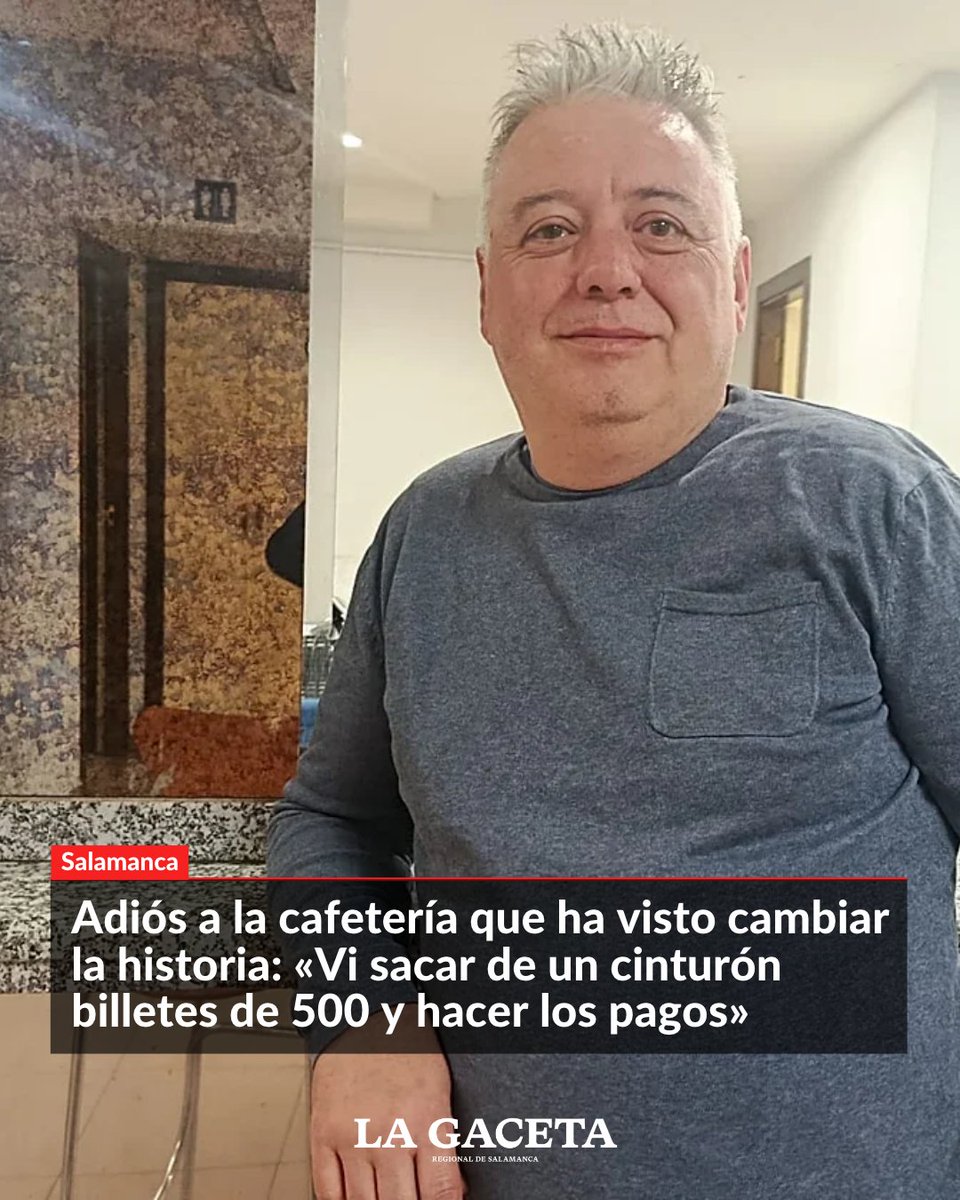 LaGacetaSA's tweet photo. Casi 22 años de historias y recuerdos detrás de la barra en Salamanca.

José Rogelio Batres, conocido como 'Roge', se despide de la cafetería tras más de dos décadas entre madrugones, tratantes y amistades.

💶 «He visto sacar de un cinturón billetes de 500 euros y hacer los pagos en el bar», recuerda. Pero, por encima de las anécdotas, se queda con el cariño de quienes han compartido esta etapa con él: «Somos una familia».

Puedes leer la noticia completa aquí:
https://t.co/YLy6Lpc98S